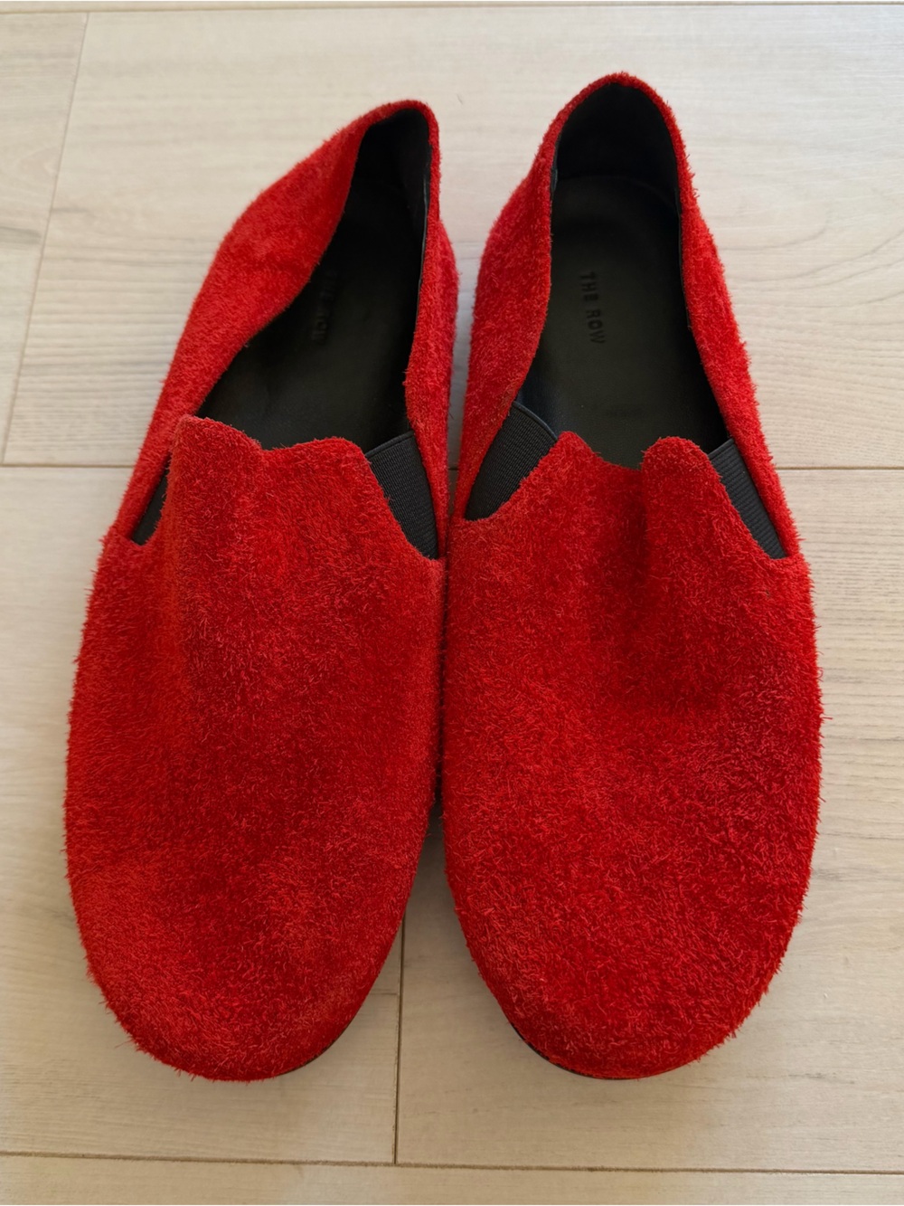 The Row Red Suede Slip-On Loafers